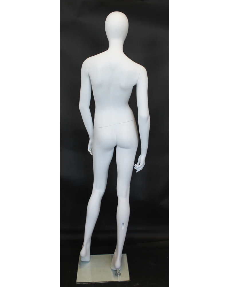 Contrapposto egghead female mannequin in matte white