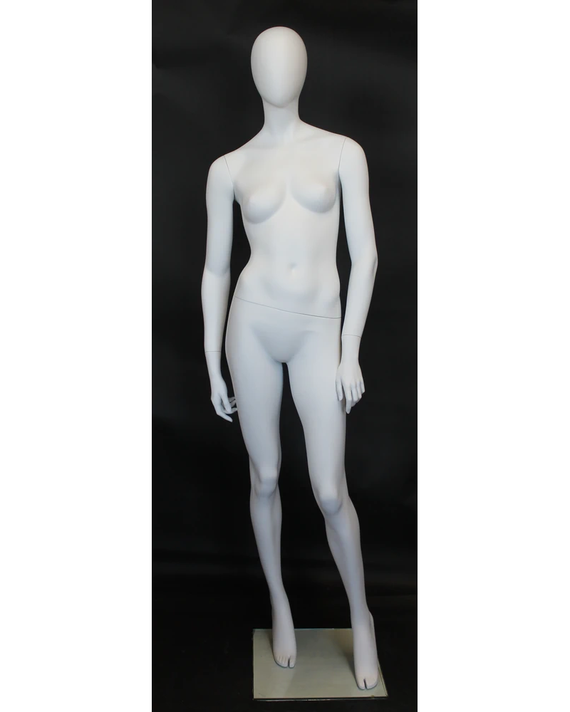 Contrapposto egghead female mannequin in matte white