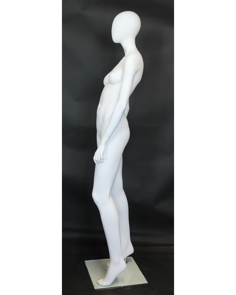 Contrapposto egghead female mannequin in matte white