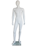 Leaning-pose egghead male mannequin in matte white, SFM65E-WT
