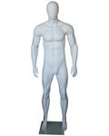 Athletic arms-at-sides egghead male mannequin in matte white, SFM53E-WT