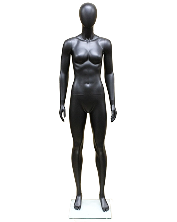 Athletic egghead female mannequin in matte black, SFW51E-MB