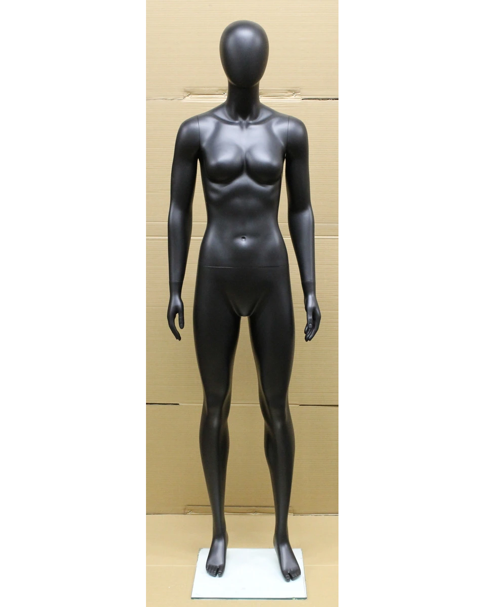 Athletic egghead female mannequin in matte black, SFW51E-MB