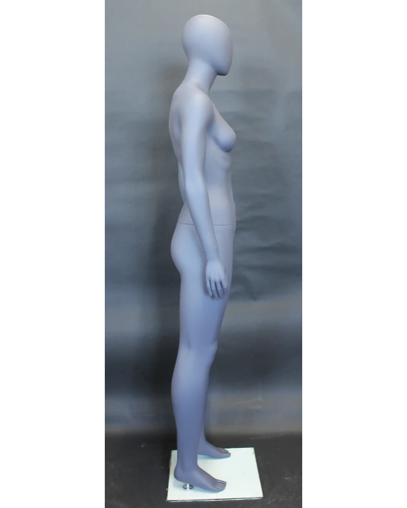 Athletic egghead female mannequin in matte grey