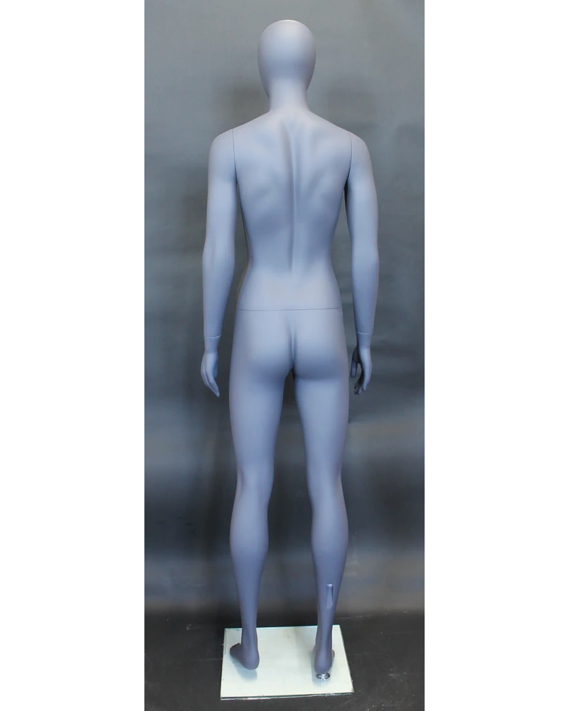 Athletic egghead female mannequin in matte grey