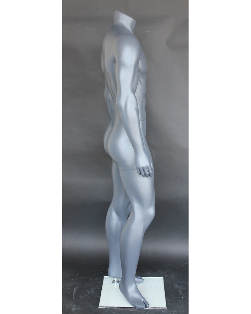 Athletic headless male mannequin in matte grey, STB-1MH-MG