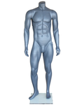 Athletic headless male mannequin in matte grey, STB-1MH-MG