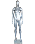 Athletic egghead female mannequin in matte silver, SFW51E-ST