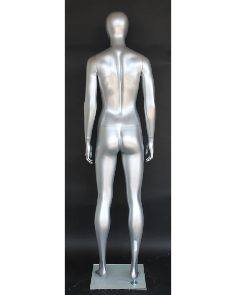 Athletic egghead female mannequin in matte silver, SFW51E-ST
