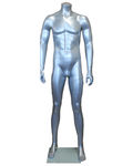 Arms-at-sides headless male mannequin in matte silver, STM001-ST