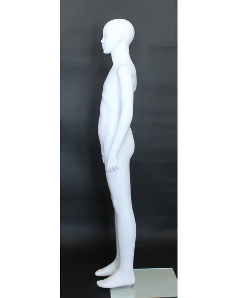 Abstract featured-face child mannequin in matte white, ages 8 to 10, CM10-WT