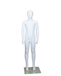 Abstract featured-face child mannequin in matte white, ages 8 to 10, CM10-WT