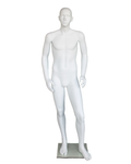 Small-size featured-face male mannequin in matte white, CB19-WT