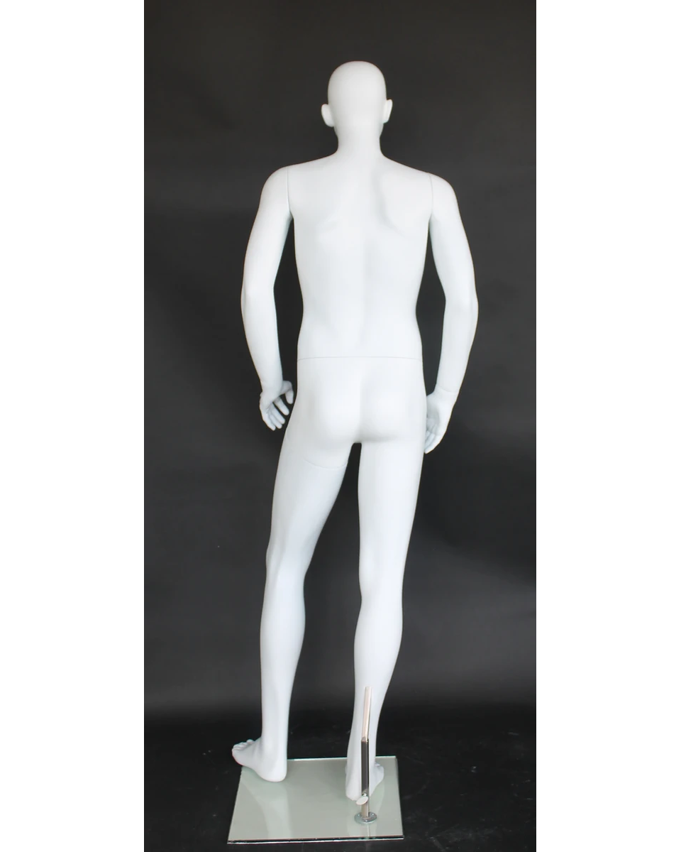 Small-size featured-face male mannequin in matte white, CB19-WT