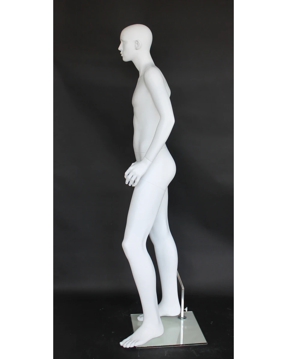 Small-size featured-face male mannequin in matte white, CB19-WT