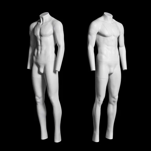 Ghost full body male mannequin with rolling metal base in matte white
