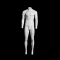Ghost full body male mannequin with rolling metal base in matte white
