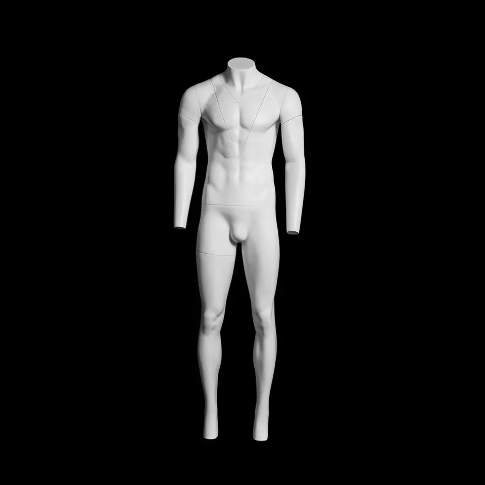 Ghost full body male mannequin with rolling metal base in matte white