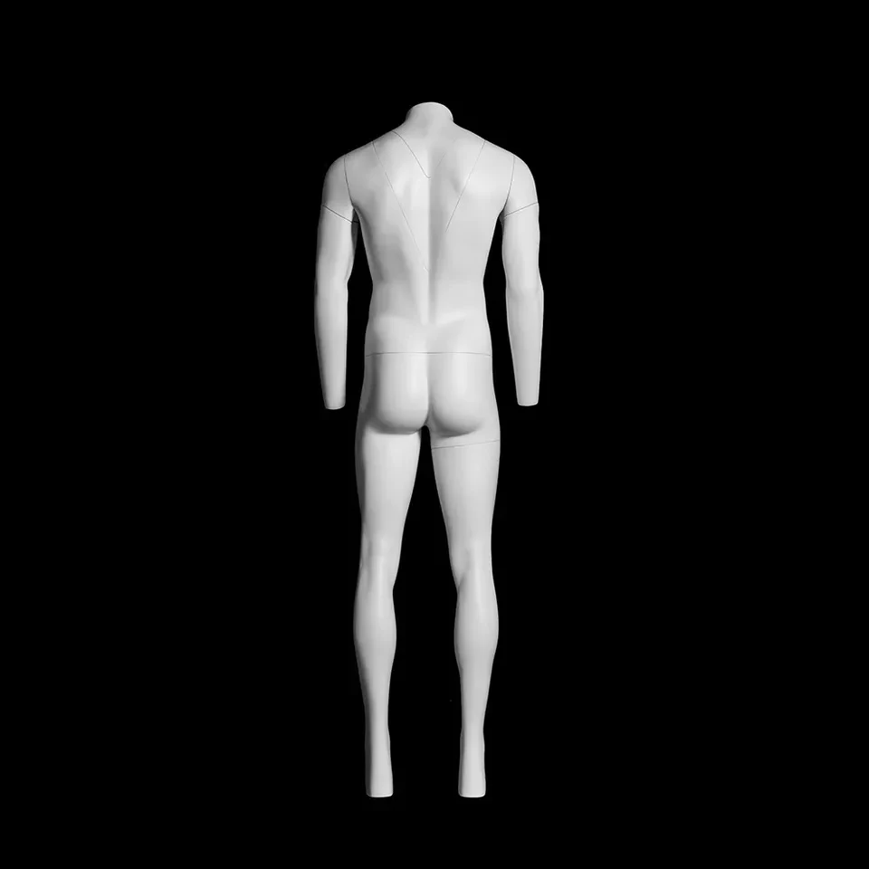 Ghost full body male mannequin with rolling metal base in matte white