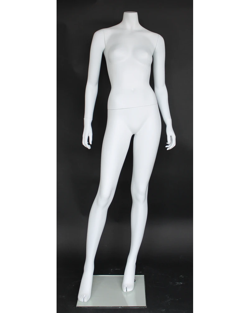 Modern pose headless female mannequin in matte white