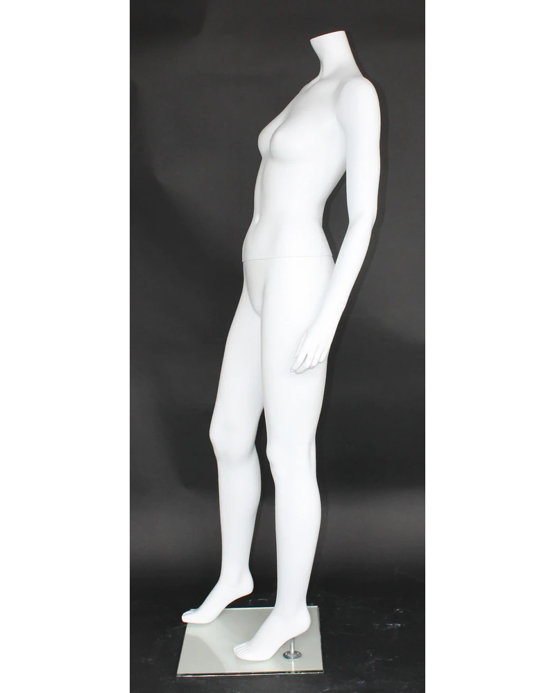 Modern pose headless female mannequin in matte white