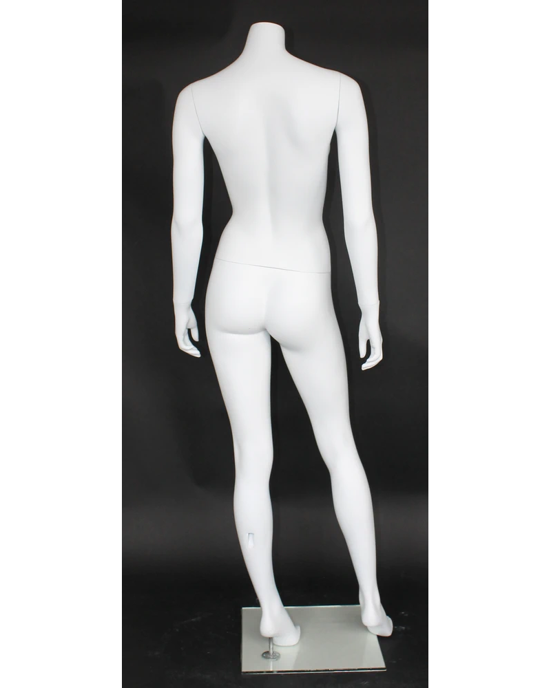 Modern pose headless female mannequin in matte white