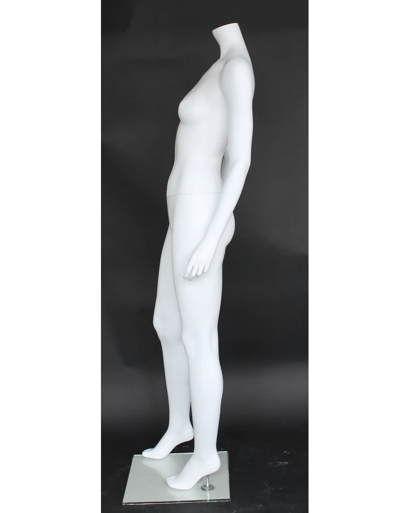 Modern pose headless female mannequin in matte white