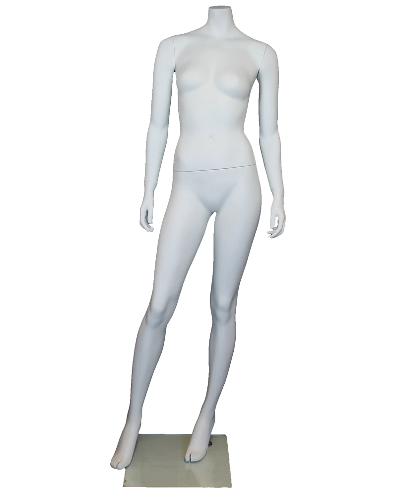 Modern pose headless female mannequin in matte white
