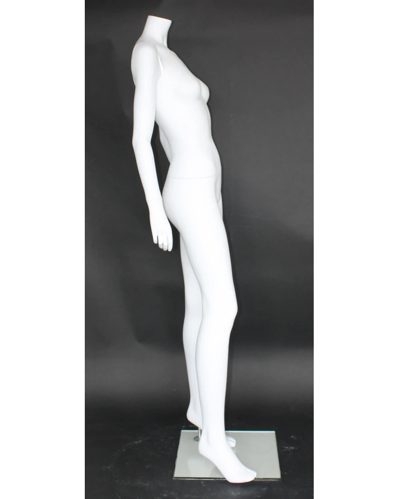 Modern pose headless female mannequin in matte white