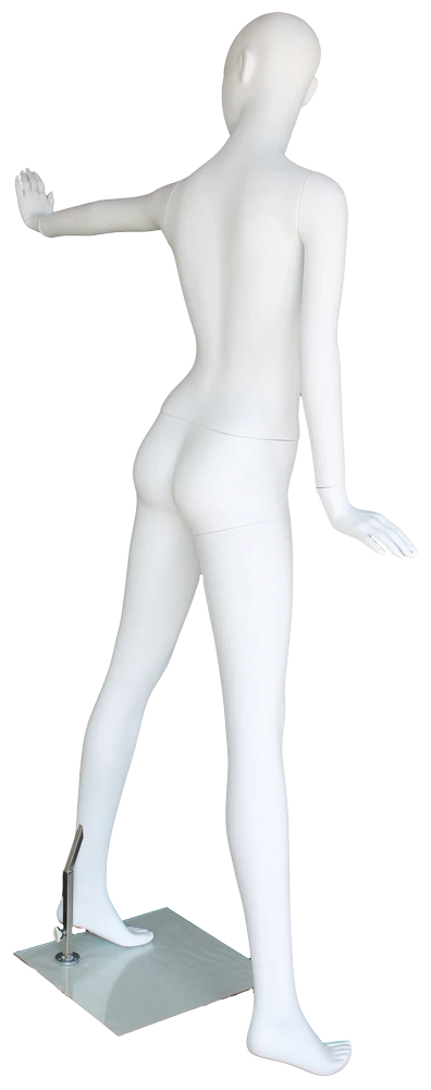 Extended-arm abstract female mannequin in matte white