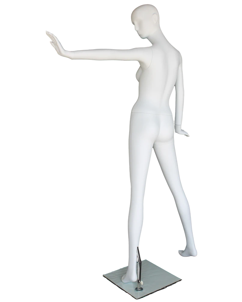 Extended-arm abstract female mannequin in matte white