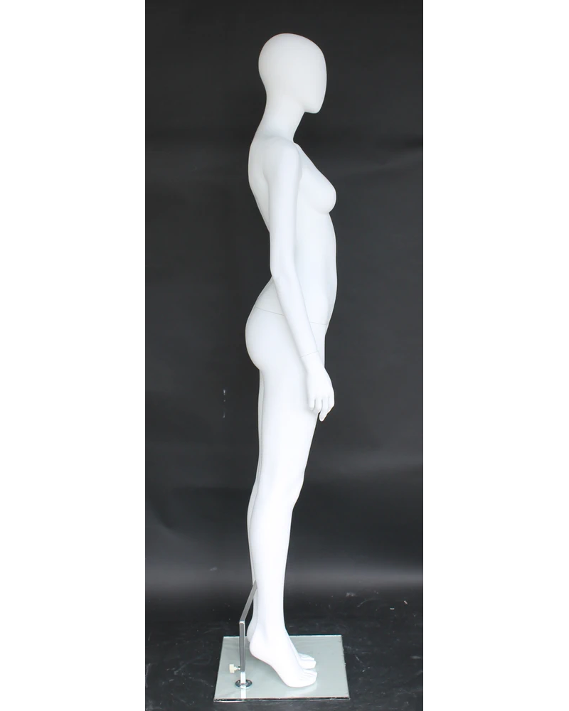 Feet-together egghead female mannequin in matte white