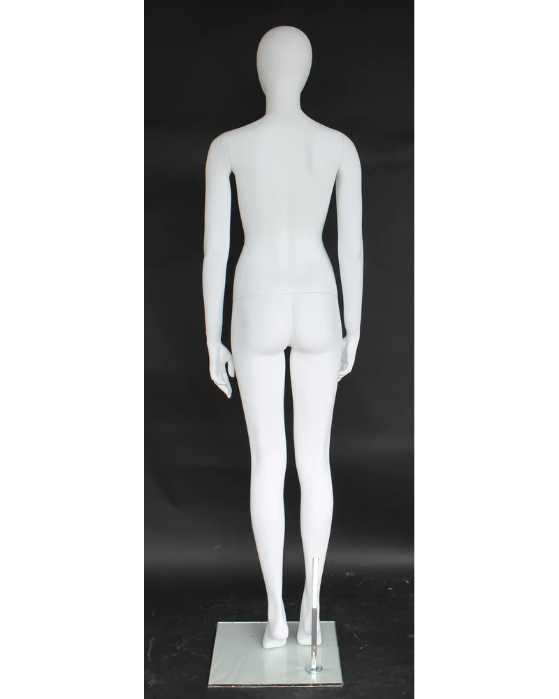 Feet-together egghead female mannequin in matte white