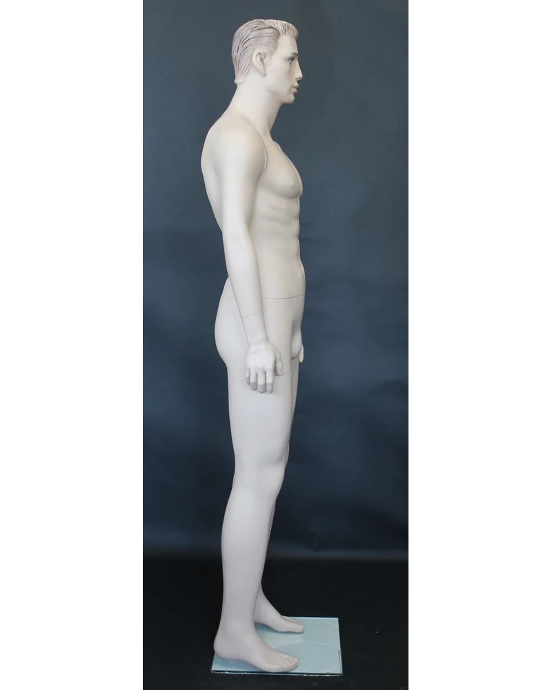 Realistic male mannequin with molded hair and face makeup in flesh tone, SFM51-FT