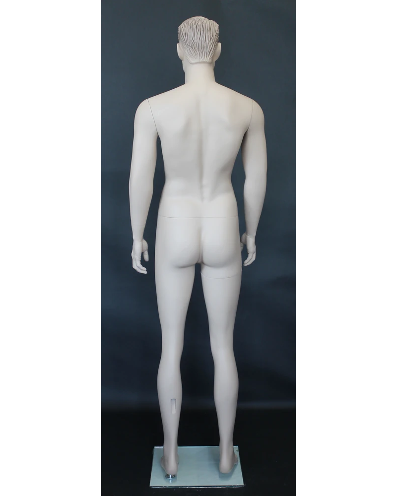 Realistic male mannequin with molded hair and face makeup in flesh tone, SFM51-FT