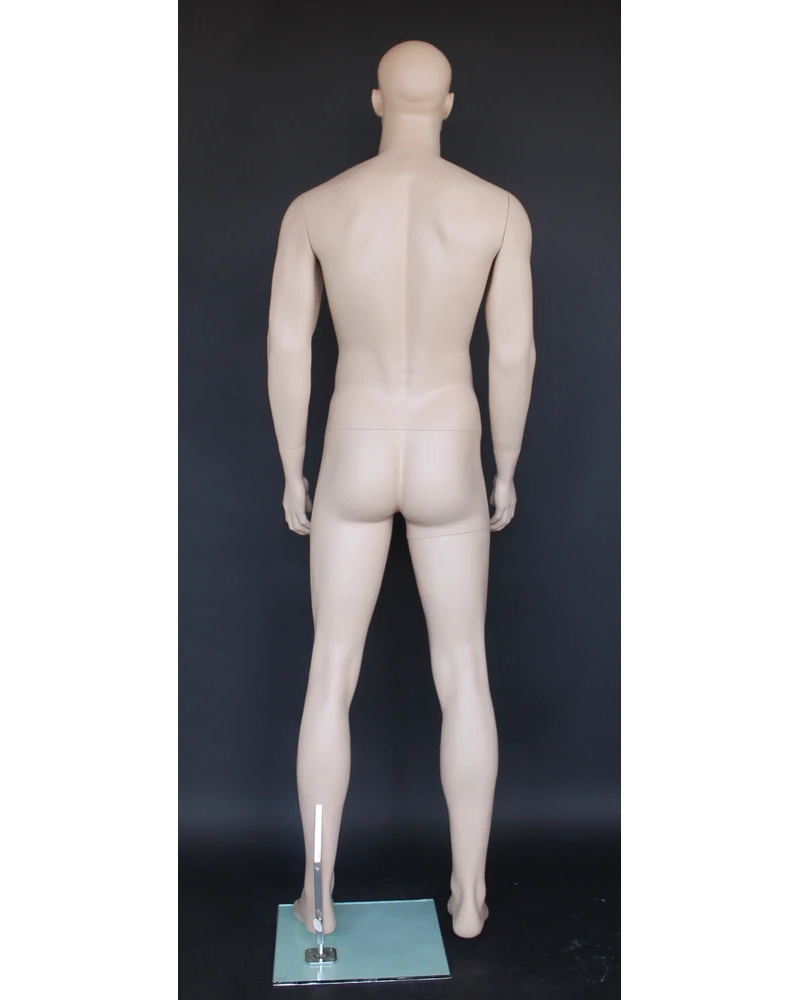 Muscular bald-head realistic male mannequin with face makeup in flesh tone, M796-FT