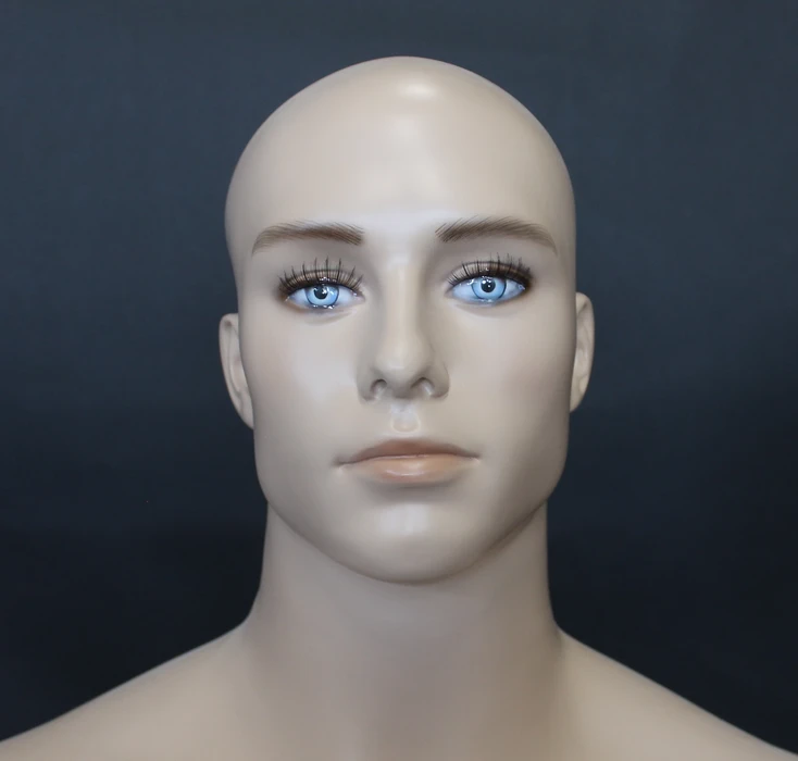 Muscular bald-head realistic male mannequin with face makeup in flesh tone, M796-FT
