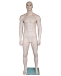 Muscular bald-head realistic male mannequin with face makeup in flesh tone, M796-FT