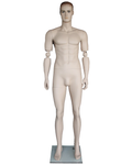 Realistic male mannequin with bendable arms and face makeup in flesh tone, SFM20-FT