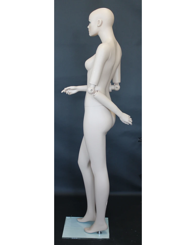 Realistic female mannequin with bendable arms and face makeup in skin tone, SFW39-FT