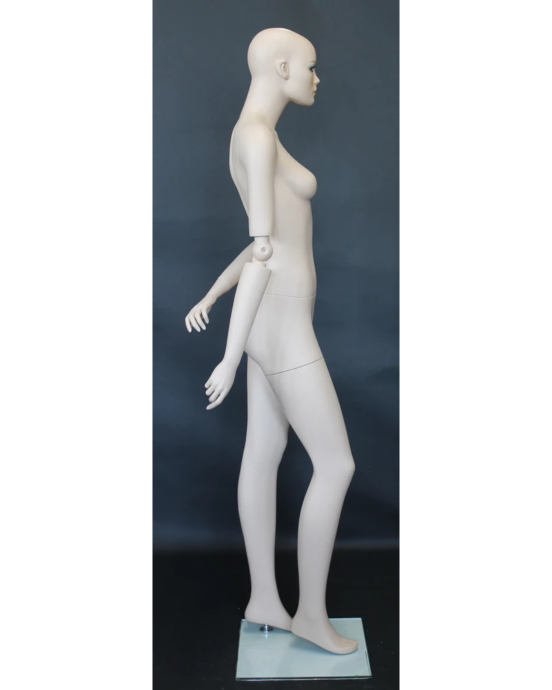 Realistic female mannequin with bendable arms and face makeup in skin tone, SFW39-FT
