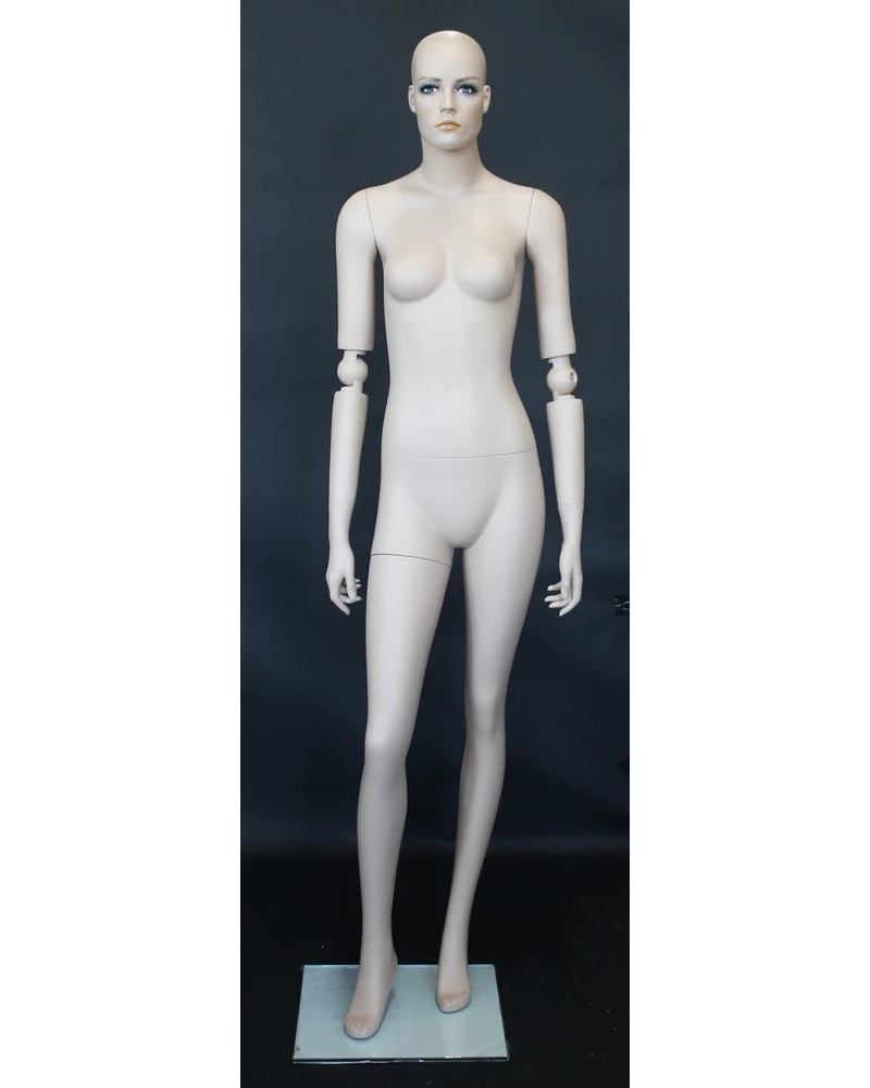 Realistic female mannequin with bendable arms and face makeup in skin tone, SFW39-FT
