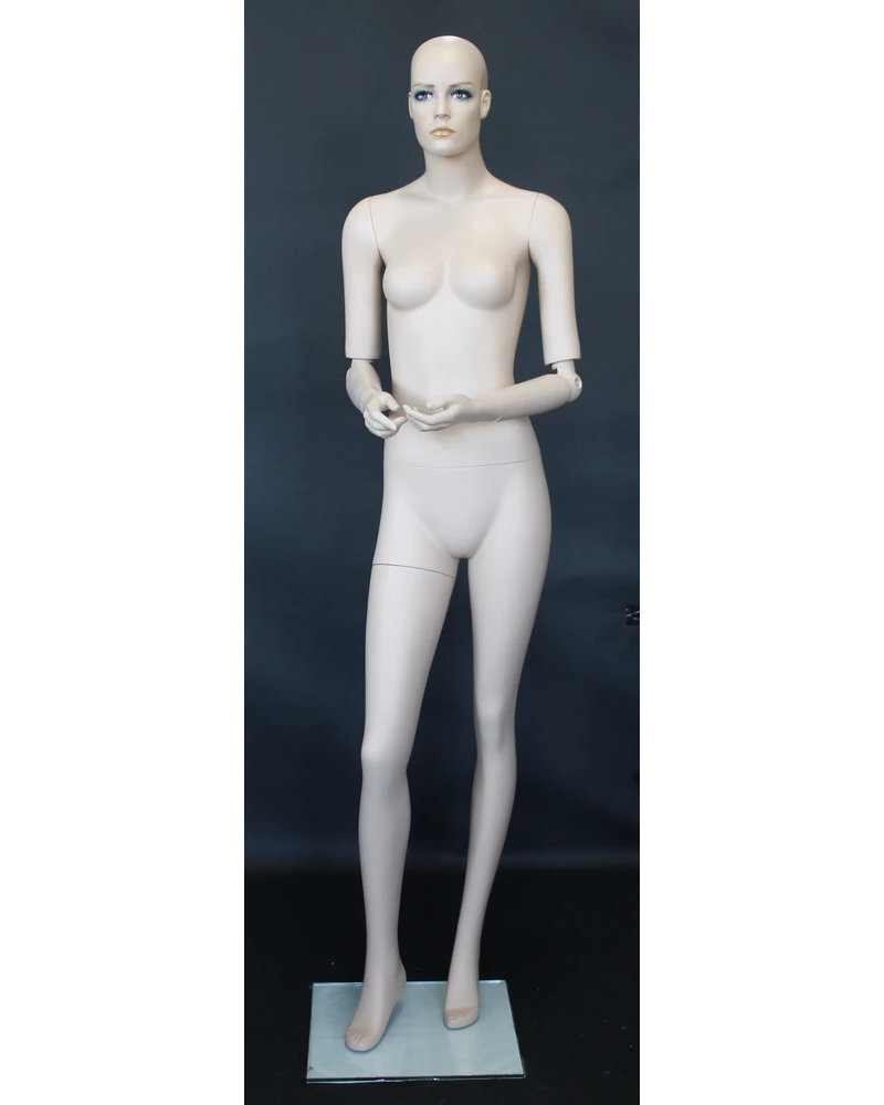 Realistic female mannequin with bendable arms and face makeup in skin tone, SFW39-FT