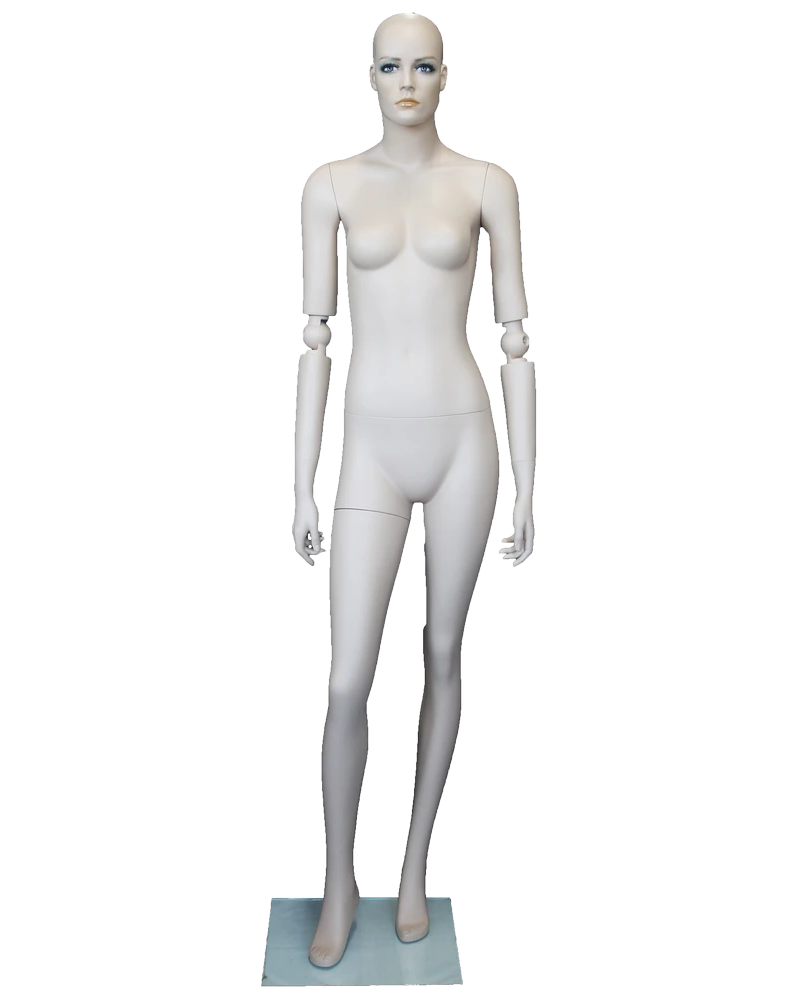 Realistic female mannequin with bendable arms and face makeup in skin tone, SFW39-FT