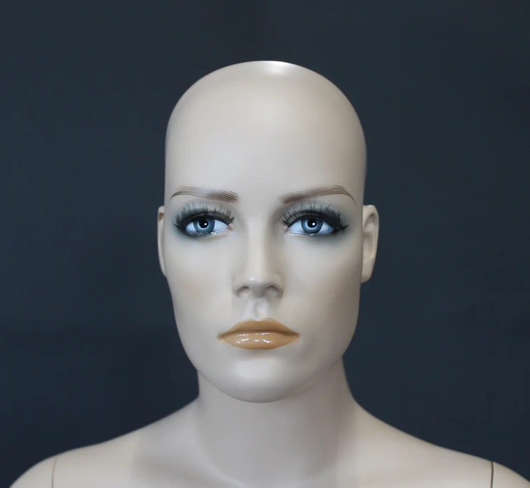 Realistic female mannequin with bendable arms and face makeup in skin tone, SFW39-FT