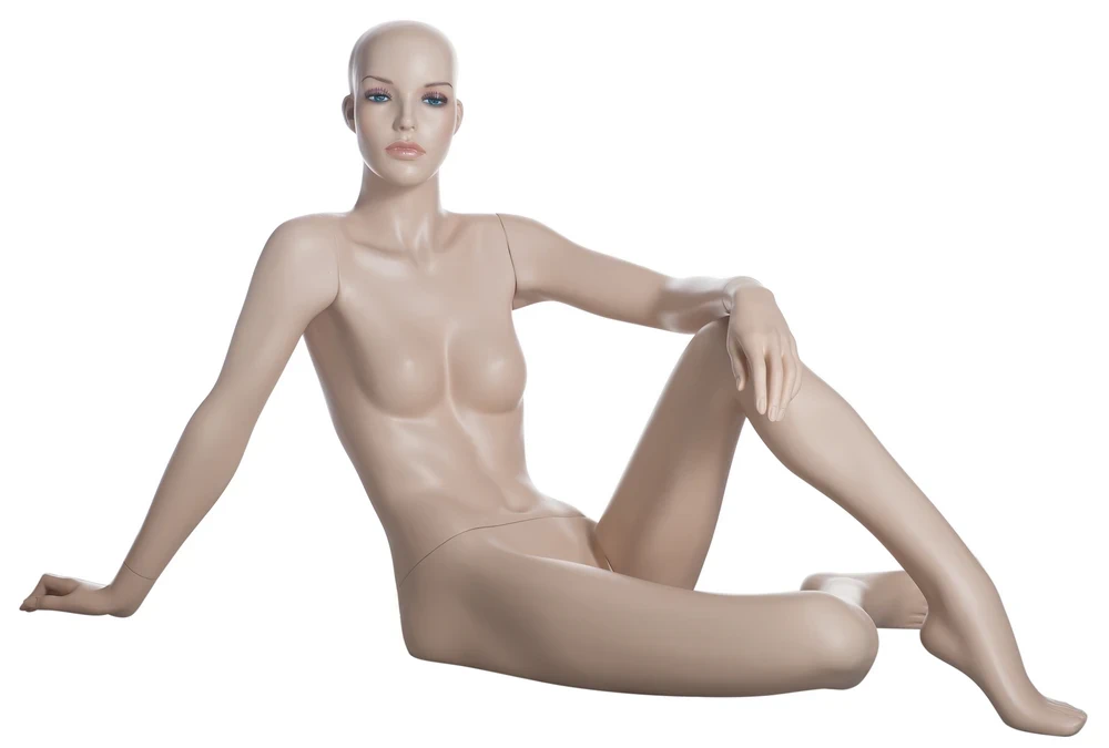 Realistic reclining floor-sitting female mannequin in skin tone, SFW29-FT