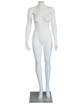 Simple standing headless female mannequin in matte white