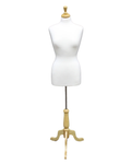 Size 8/10 female dress form with wooden tripod base in cream white jersey