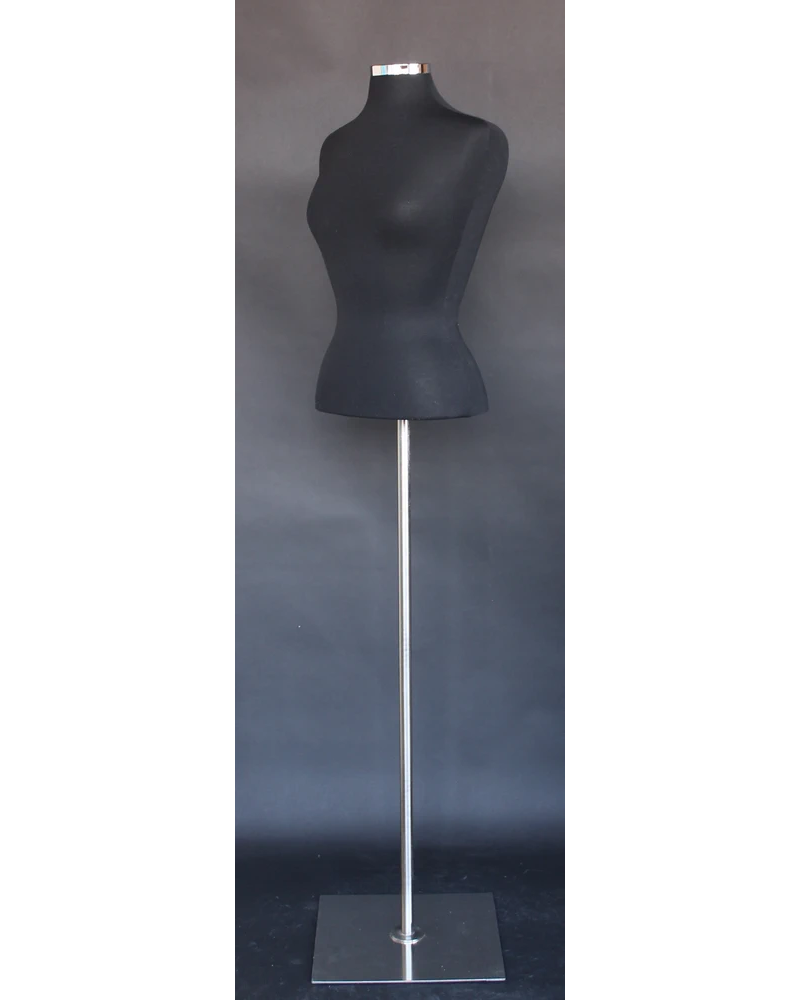 Size 6/8 female blouse form with metal base in black jersey