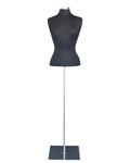 Size 6/8 female blouse form with metal base in black jersey